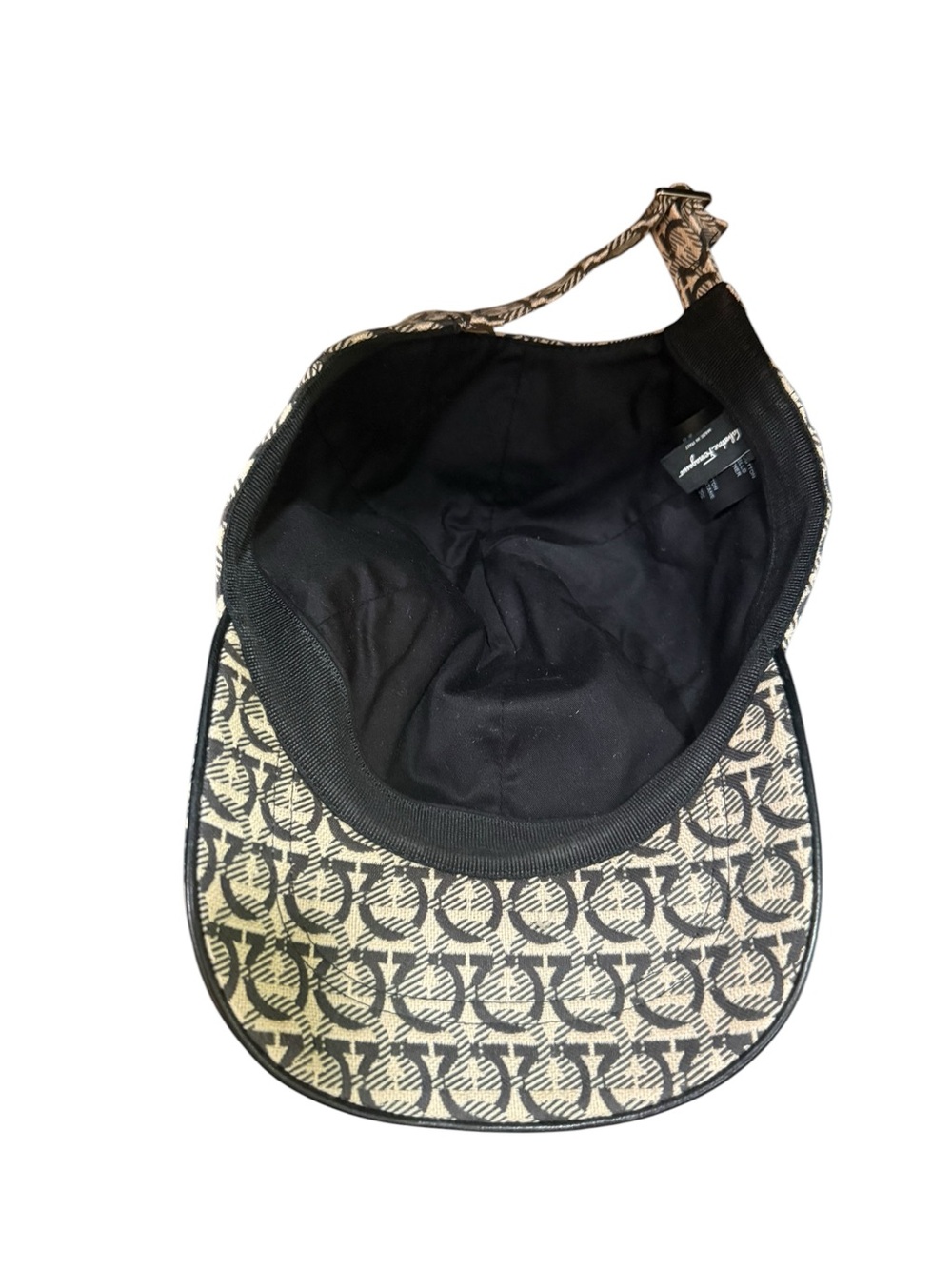 Salvatore Ferragamo Gancini Monogram Baseball Cap Cotton Leather Italy OS - Picture 3 of 8